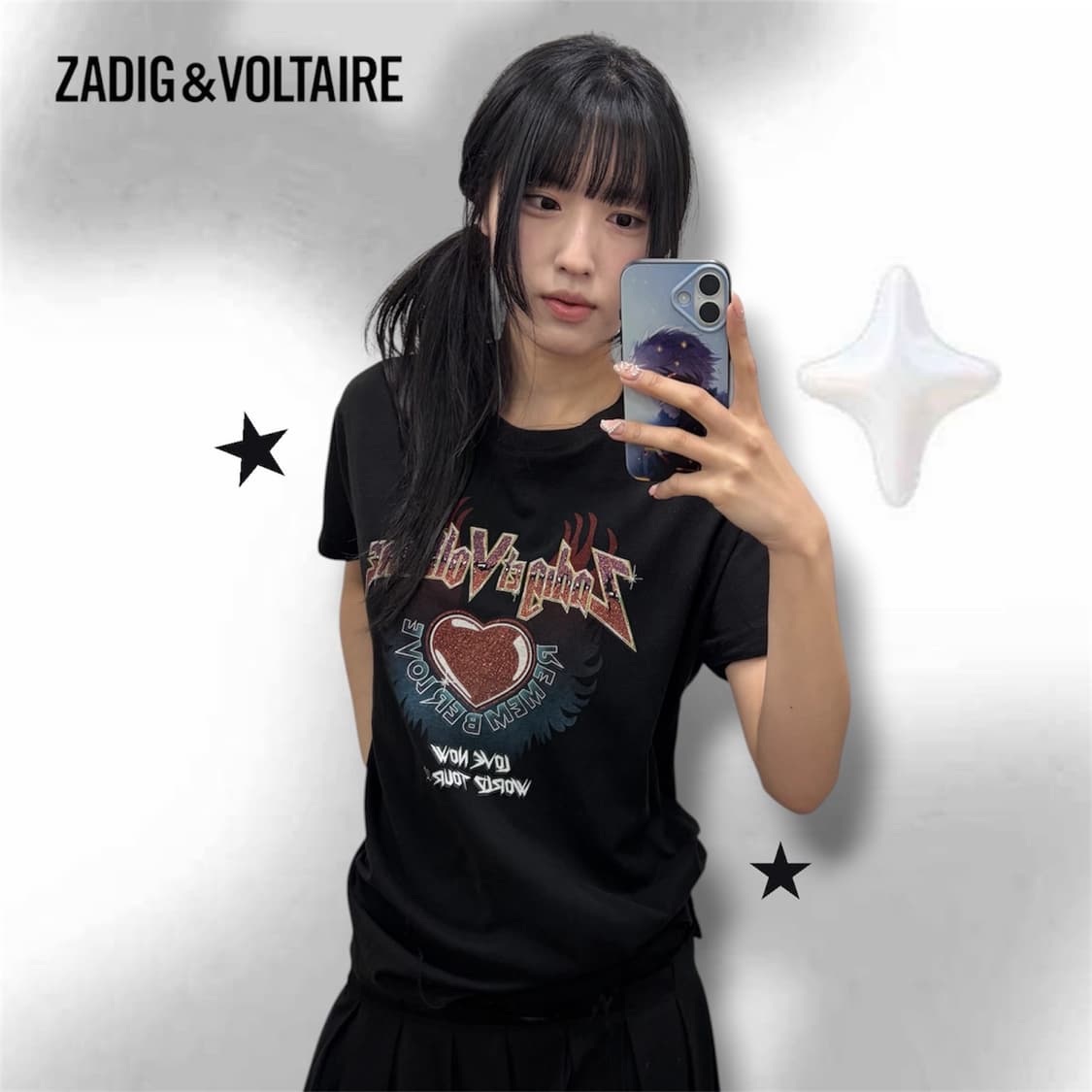 쟈딕앤볼테르 프린팅 반팔티 상품이미지1