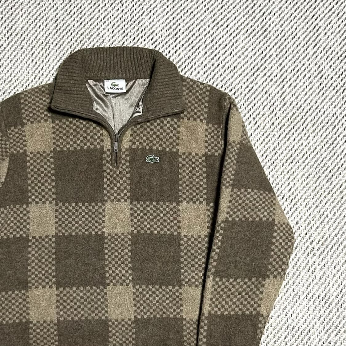 [S] Lacoste 라코스테 우먼즈 울 반집업 체크 니트 상품이미지3
