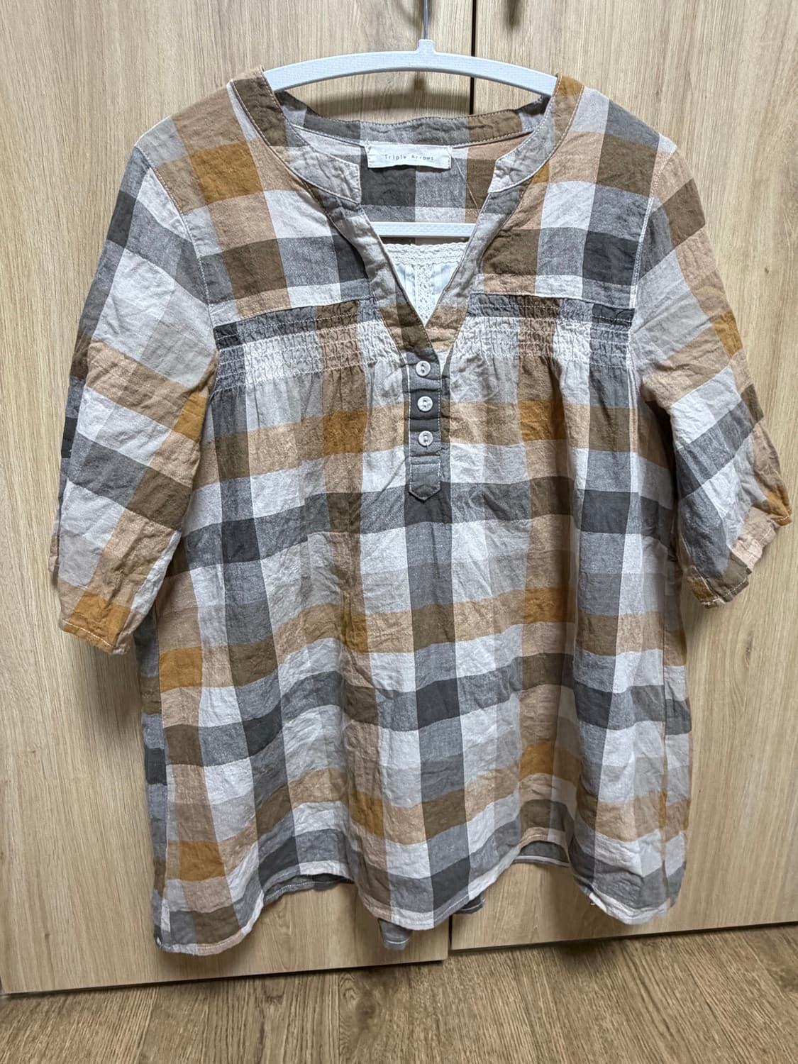 모리걸 체크 블라우스 셔츠 하구미 스즈코 상품이미지1