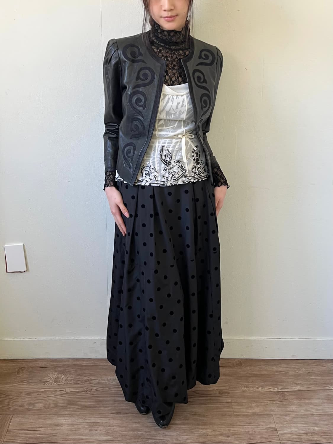 90’s PARIENNE 아라베스크 레더자켓 상품이미지8