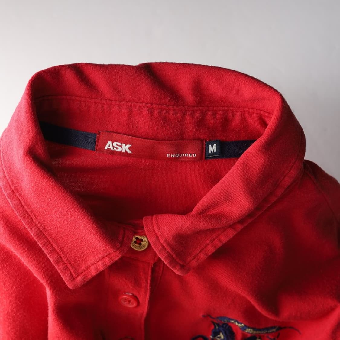 ASK 브리티시 자수 레드 긴팔 카라티 M 상품이미지5