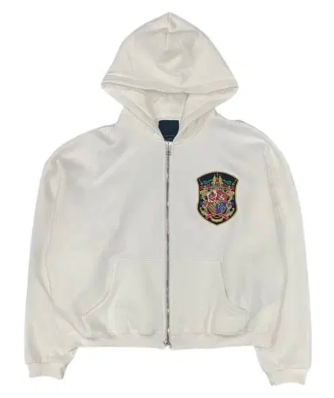 [2]언더마이카 멀티 컬러드 크라운 패치 후드집업 화이트 상품이미지1