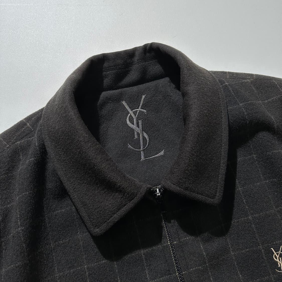 입생로랑 울 체크 블루종 자켓 상품이미지3