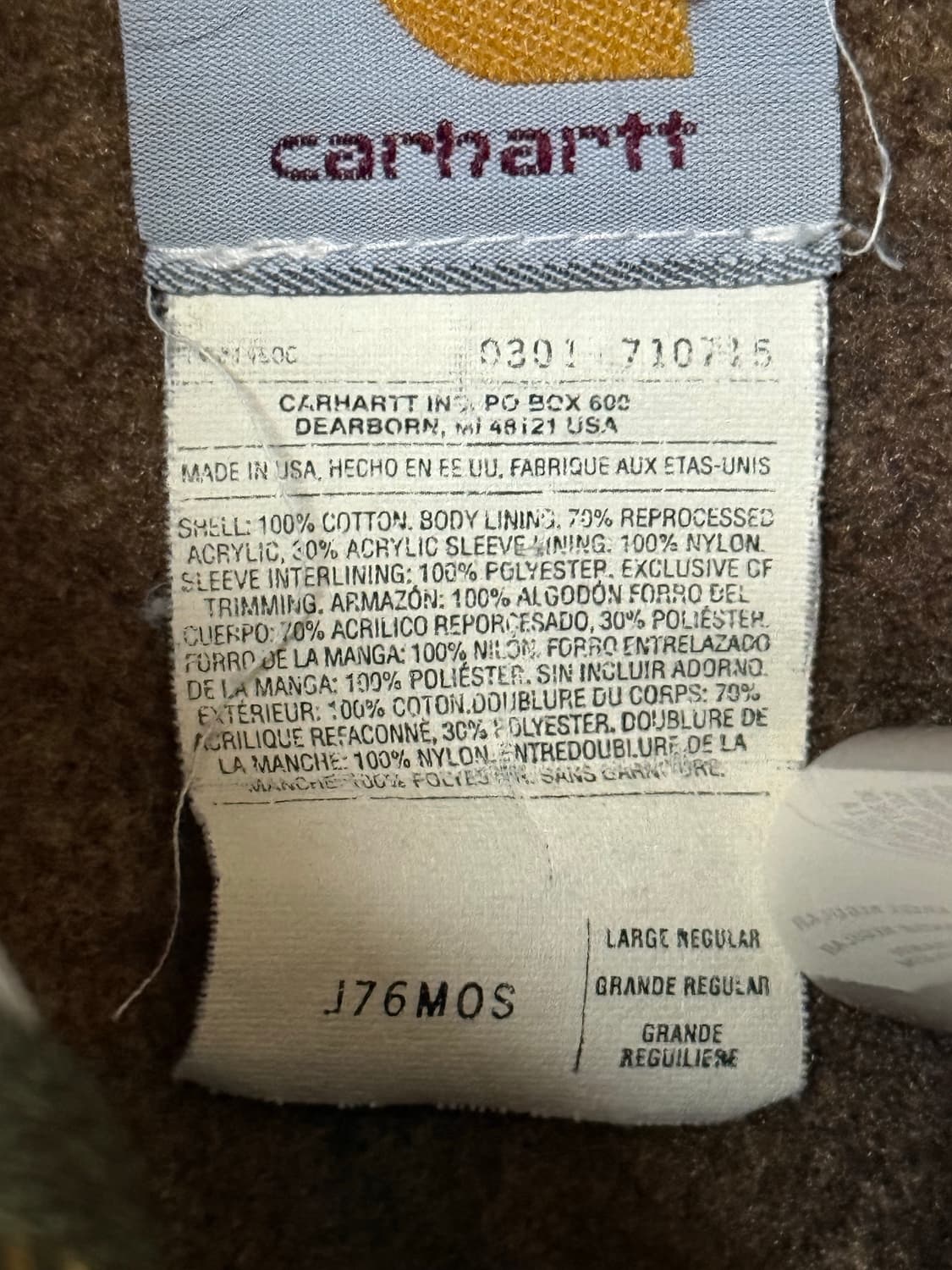 [L] 빈티지 칼하트 J76 디트로이트 자켓 모스 상품이미지2