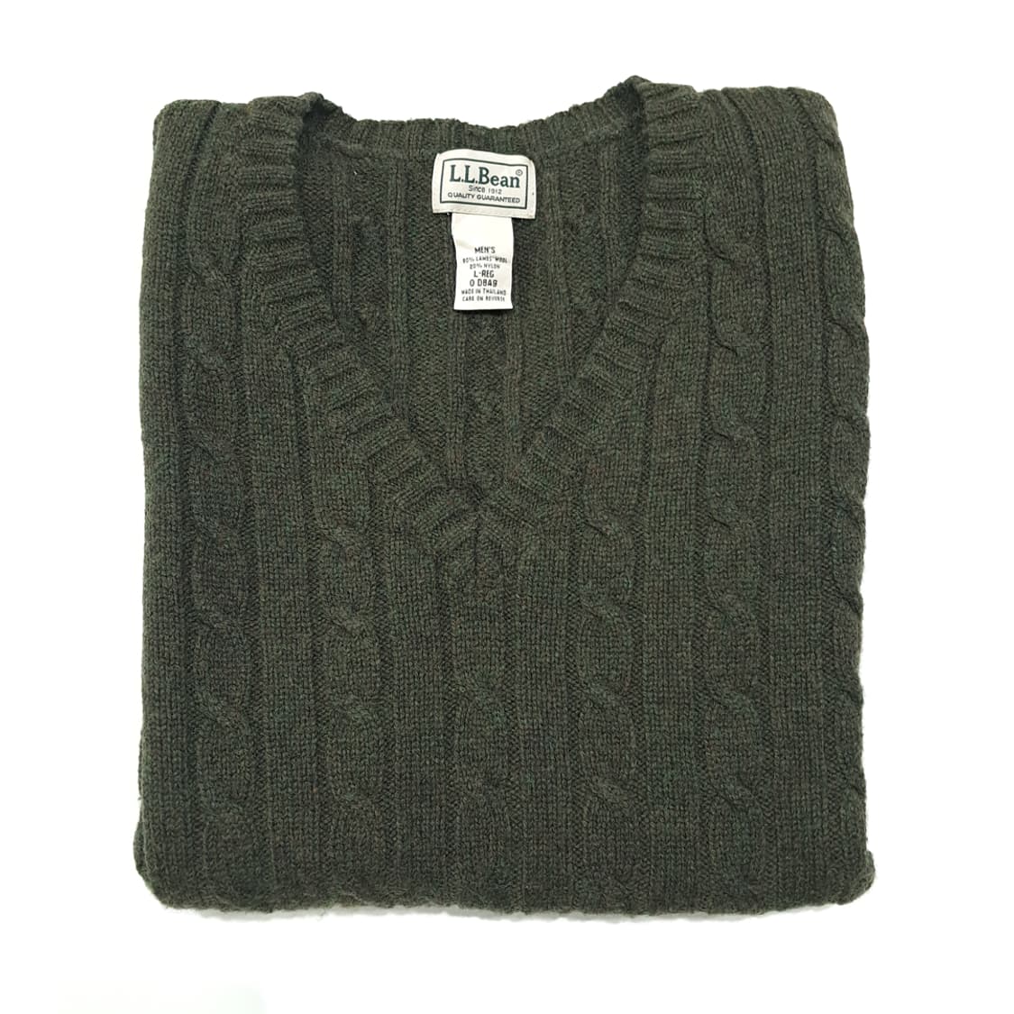 CL077 L 엘엘빈 다크올리브 그린 램스울 블렌드 케이블 니트 베스트 상품이미지5