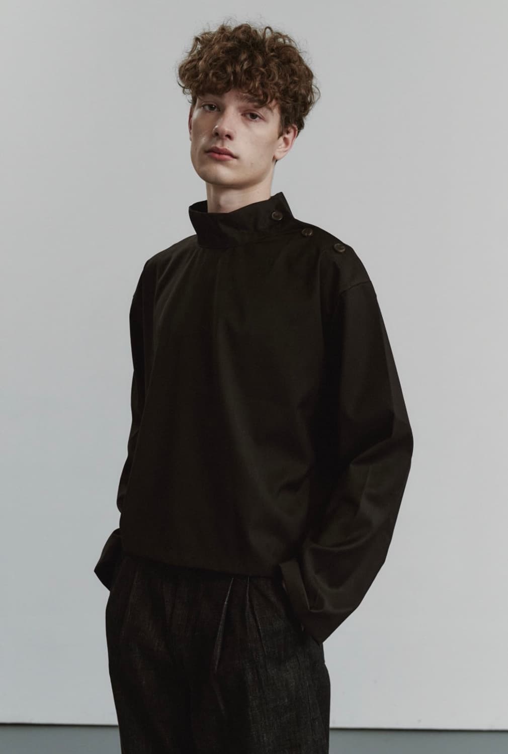 브라운 차이나카라 롱 슬리브 상품이미지3