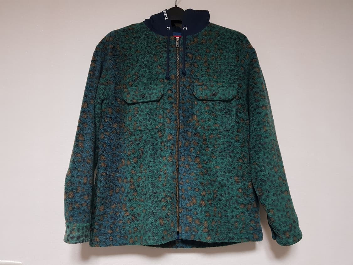 슈프림 플리스 후드 셔츠 자켓 레오파드 그린 23FW 상품이미지2