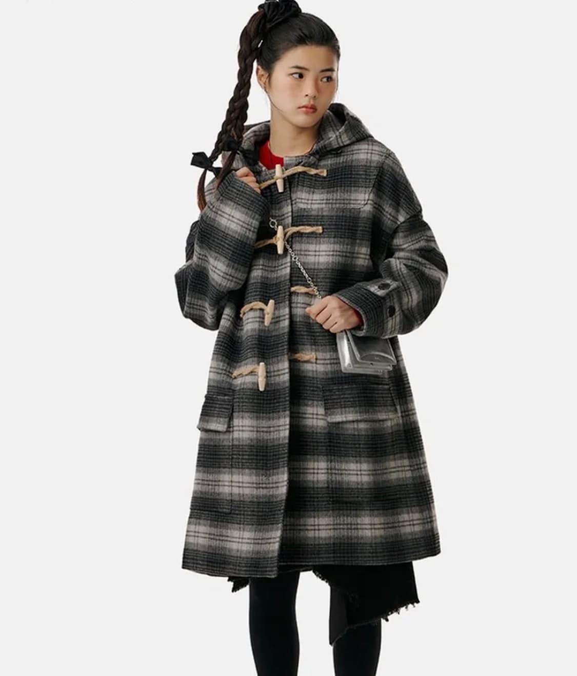 메인부스 체크 더플 코트 상품이미지1