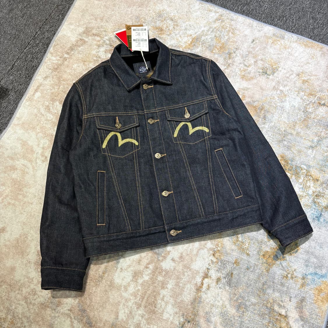 에비수 레오파드 안감 백로고 데님 트러커 자켓 상품이미지1