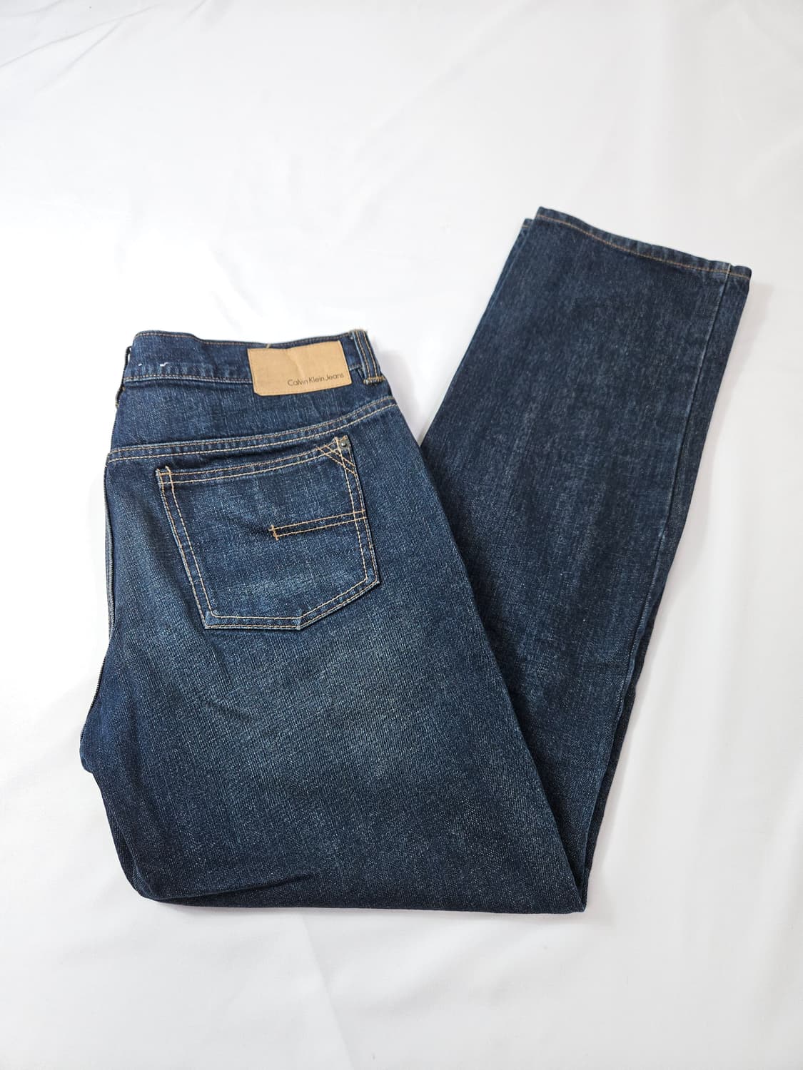 캘빈클라인 가죽패치 데님팬츠 청바지 릴렉스핏 32 상품이미지1