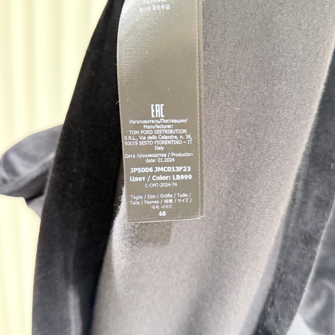 (A+/48) / 톰포드 블랙 벨벳 벨루어 폴로 반팔 티셔츠 상품이미지7