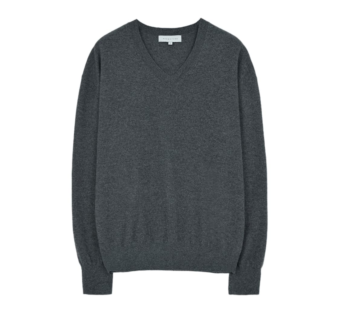 브라운야드 / 엑스트라 슈퍼 파인 브이넥 니트 차콜 상품이미지1