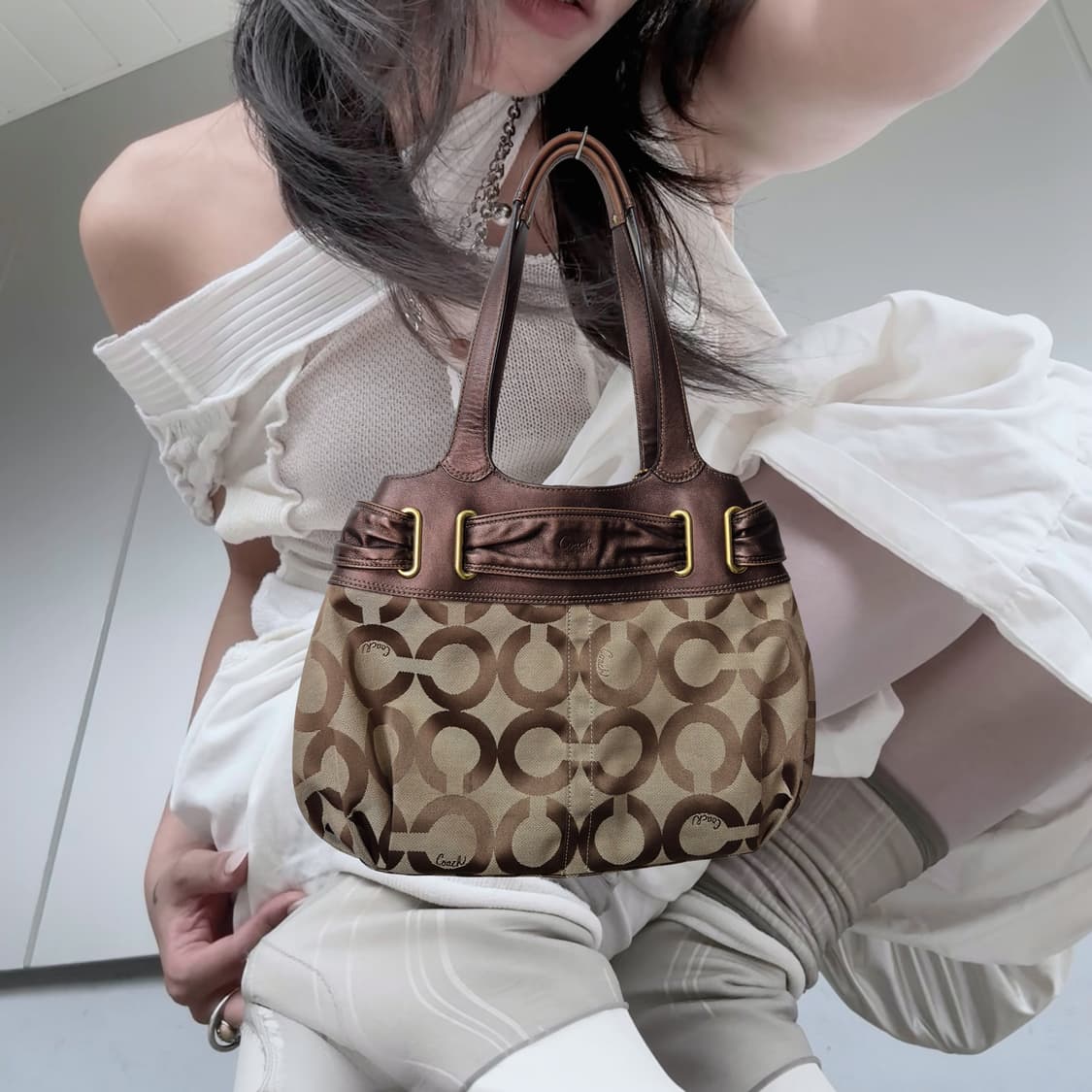 COACH Belt Buckle monogram Hobo Bag 상품이미지2