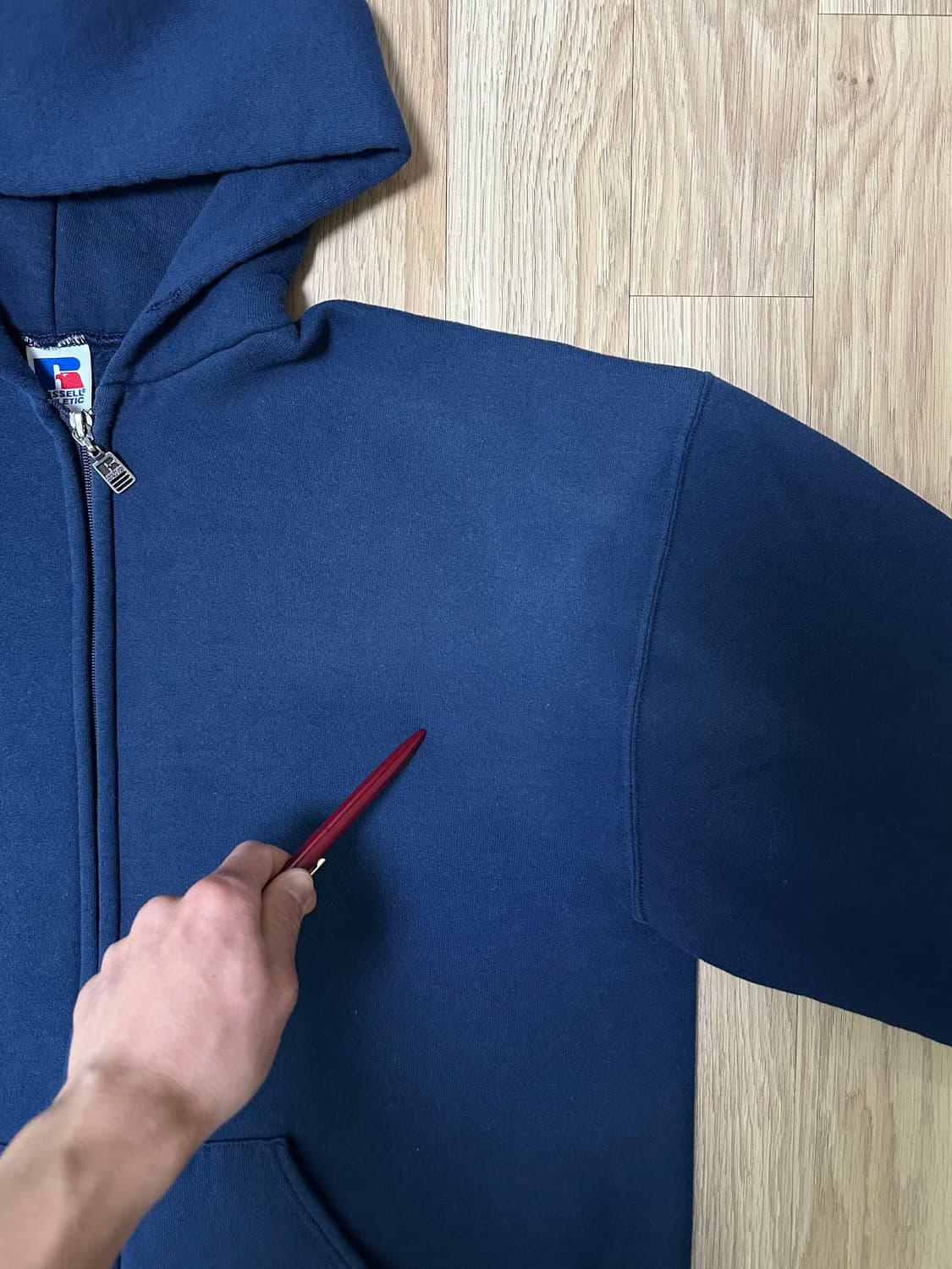 90s 빈티지 러셀 후드집업 네이비 L USA 상품이미지9