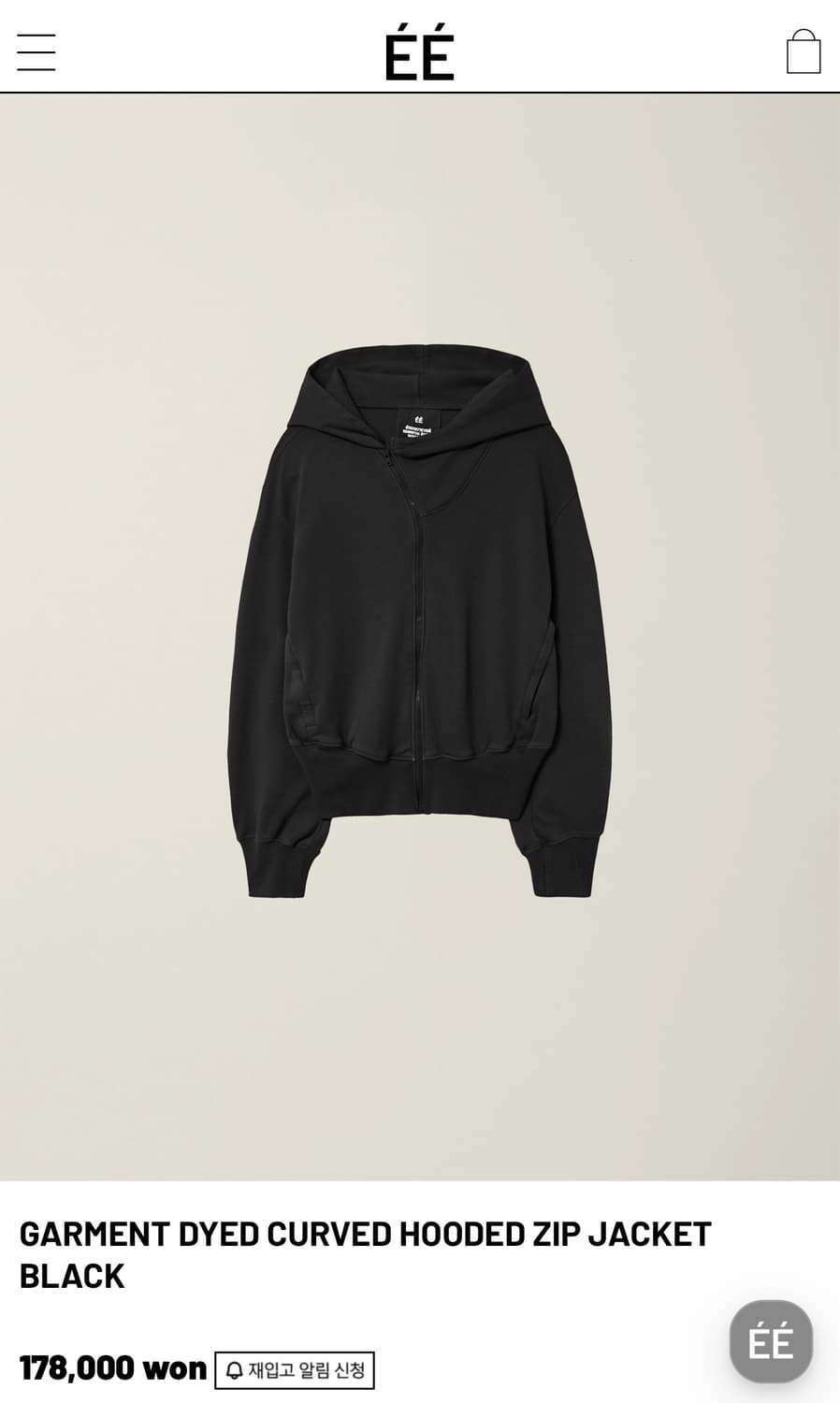 MENS GARMENT DYED CURVED HOODED ZIP JACK 상품이미지1