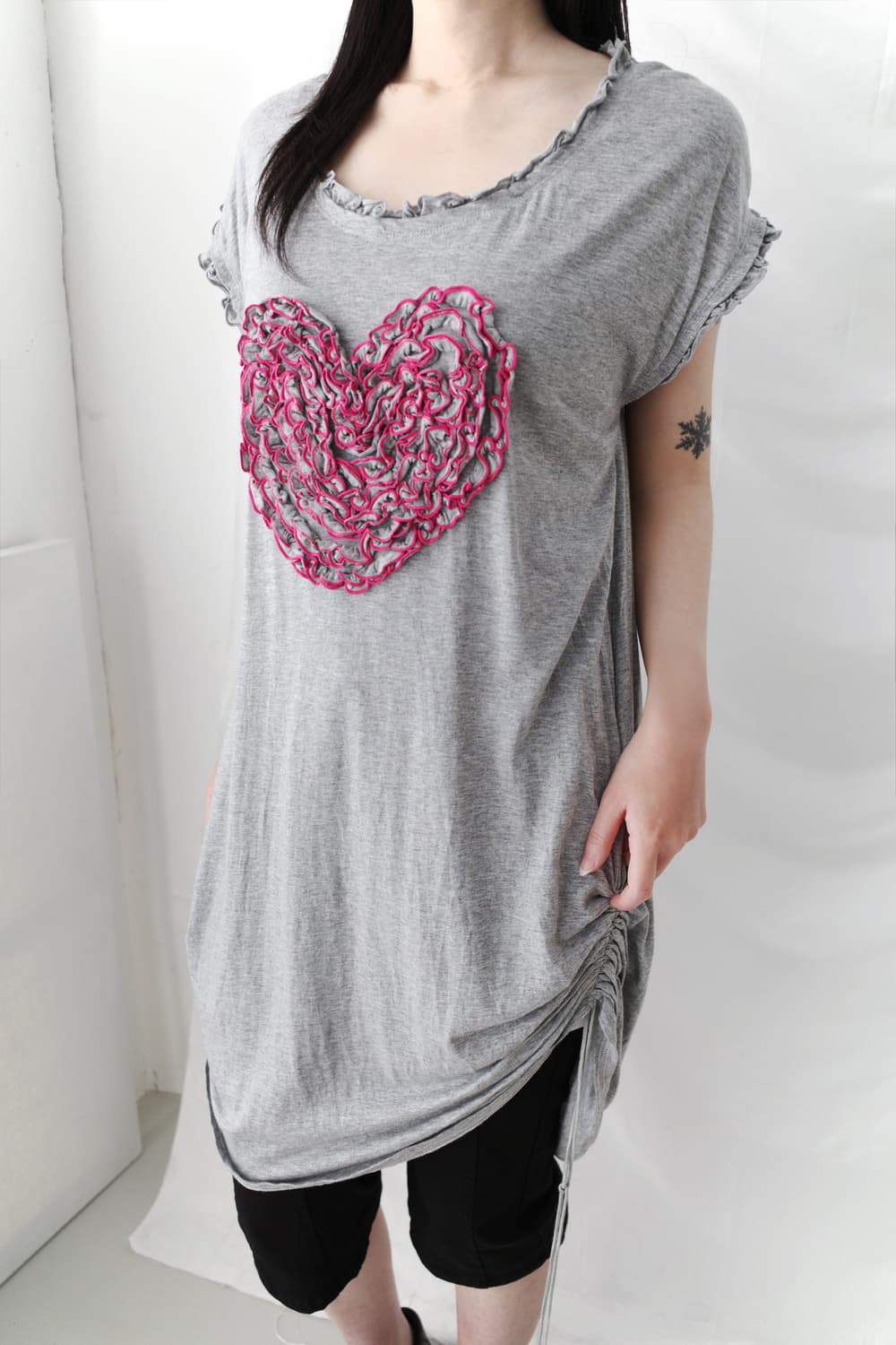 heart frill shirring one-piece 상품이미지7