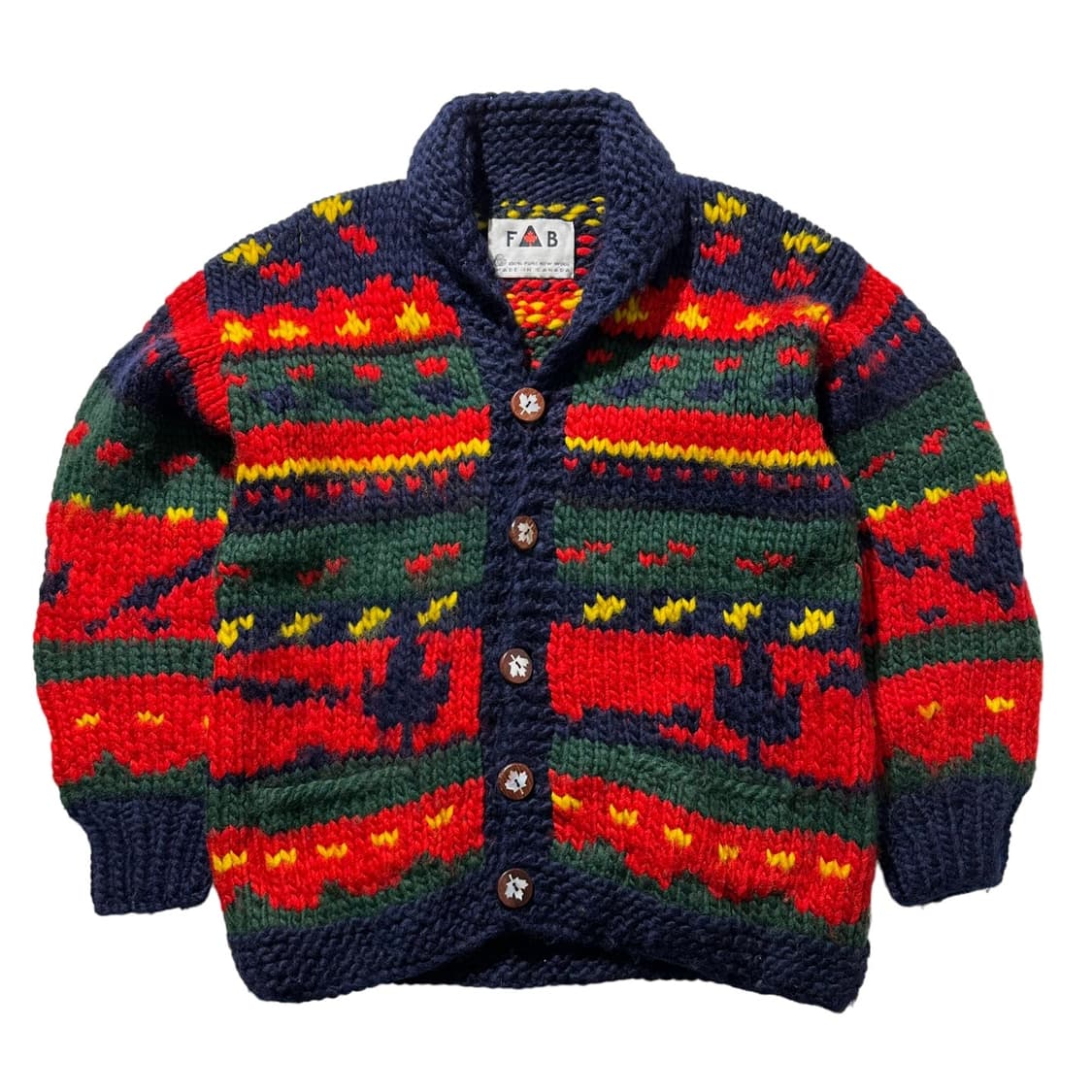 FAB 메이플 캐나다 패턴 코위찬 숄카라 니트 가디건 상품이미지1