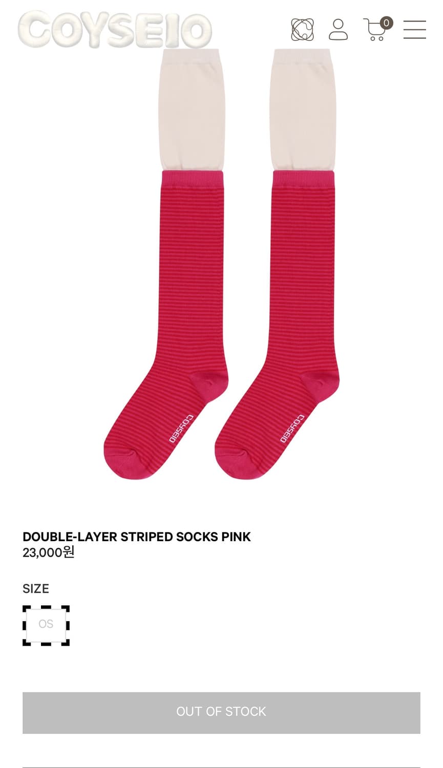 코이세이오 더블 레이어 스트라이프드 삭스 핑크 상품이미지1