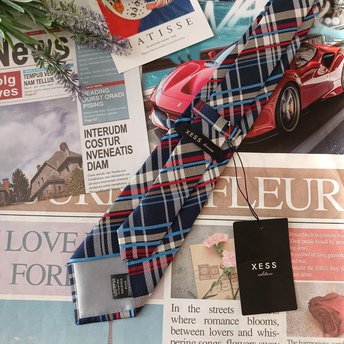 젝스 실크 네이비 체크 슬림 넥타이 7.6cm 새상품 A19080
 상품이미지3