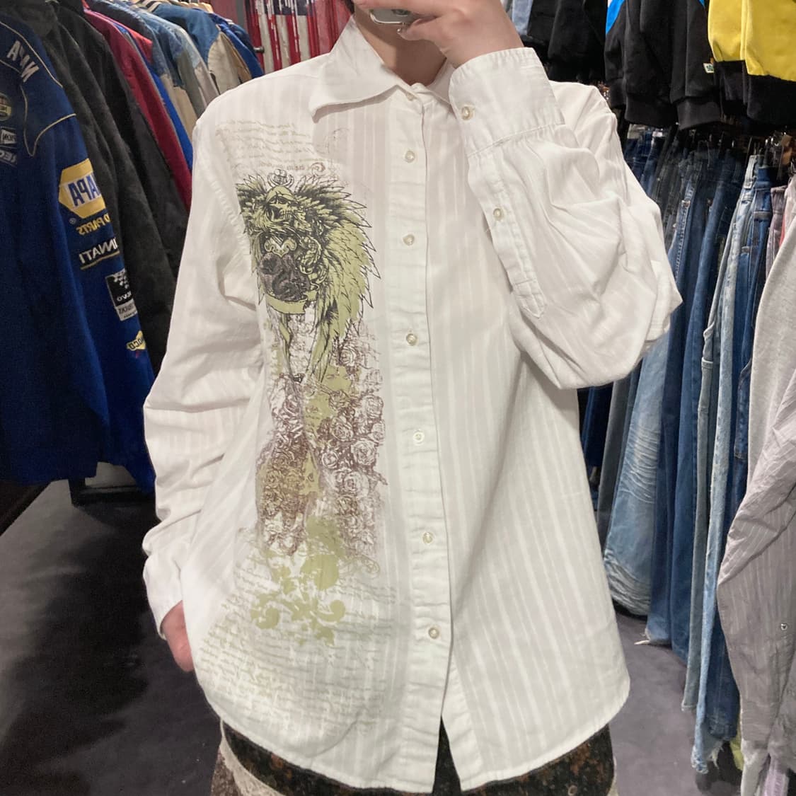 [IM] vtg 린넨 웨스턴 프린팅 셔츠 화이트 상품이미지7