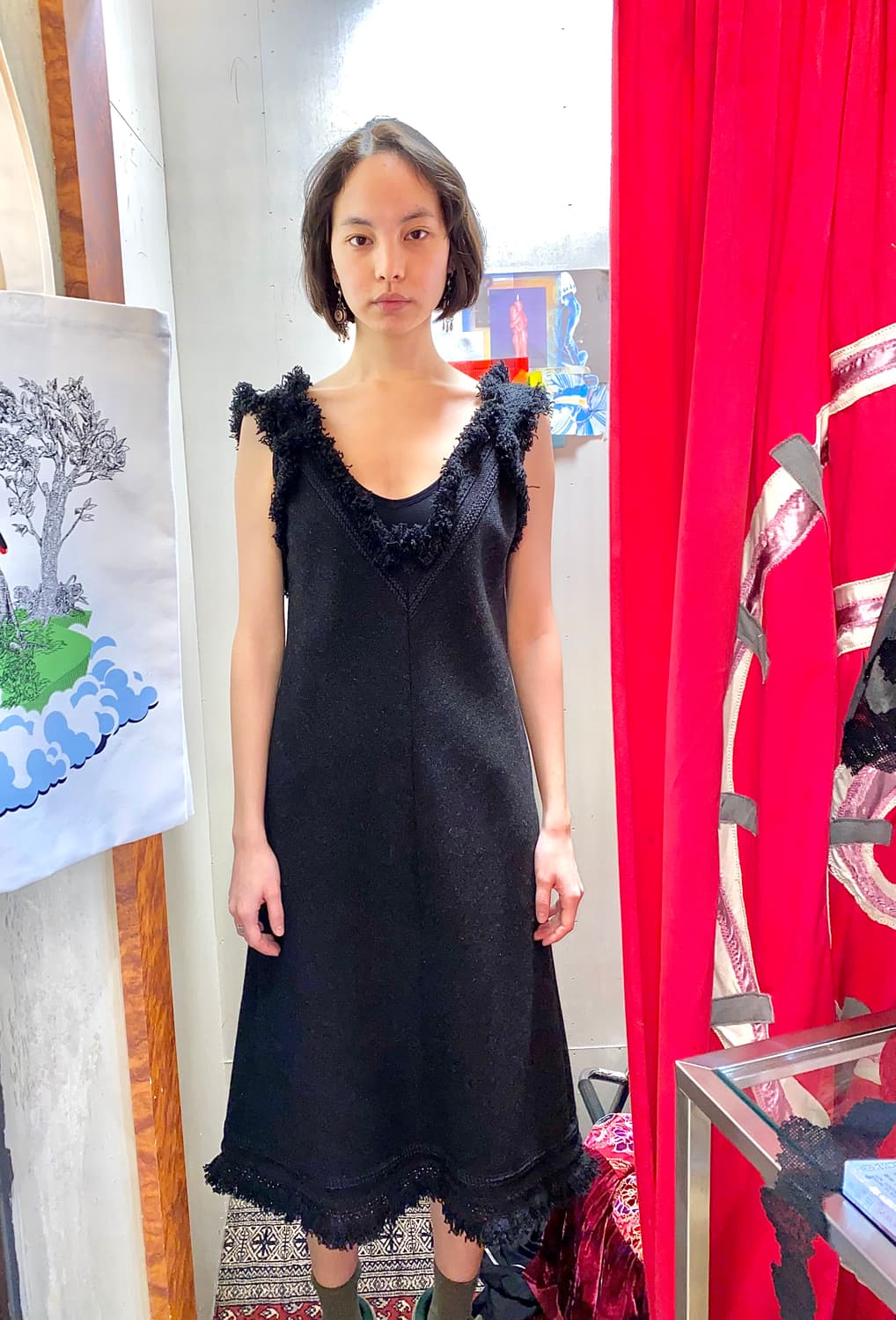 BEAUTIFUL PEOPLE 로우엣지 V넥 슬리브리스 롱 원피스  상품이미지1