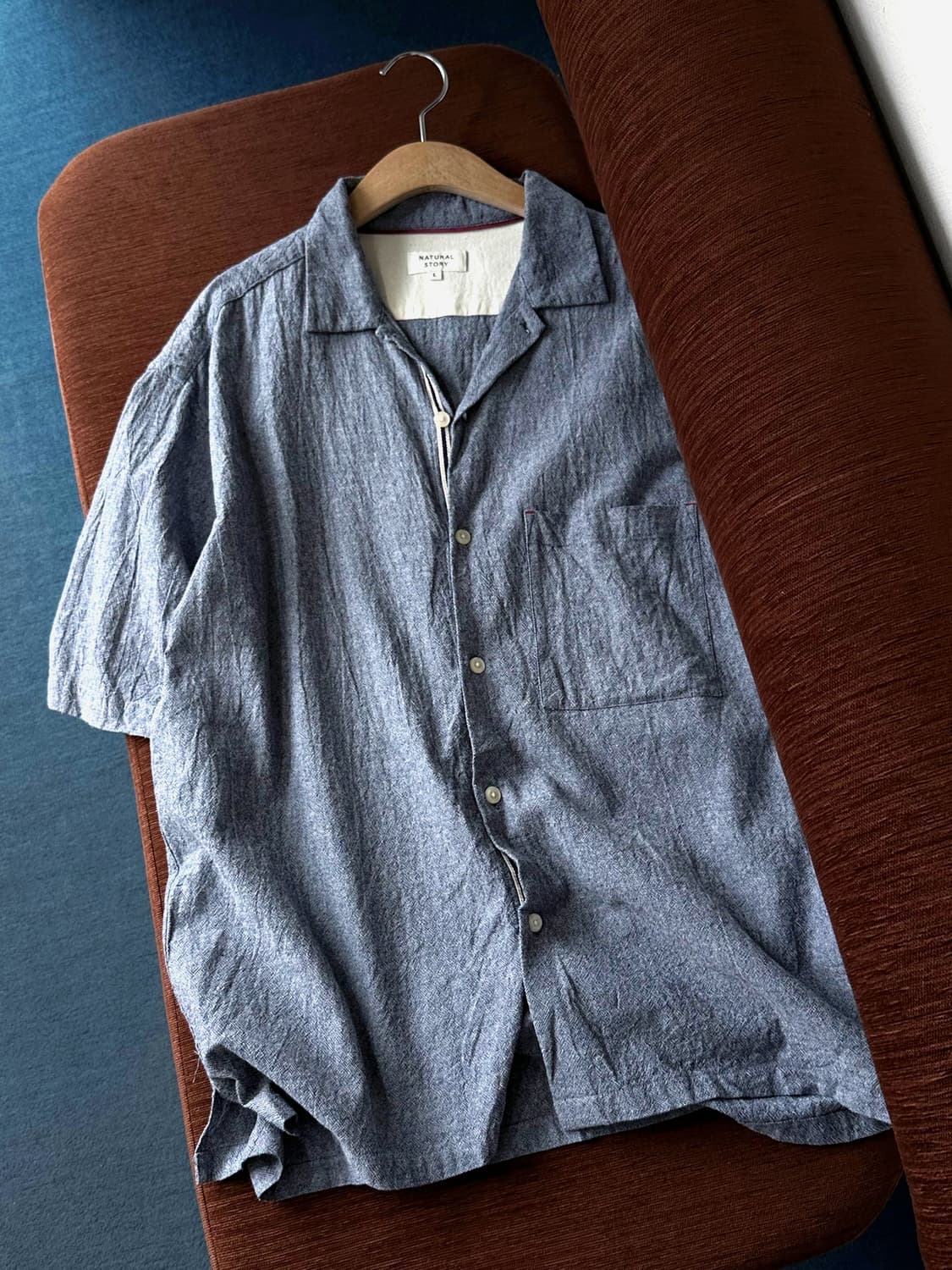 Natural cotton woven fabric H/S shirt 상품이미지2