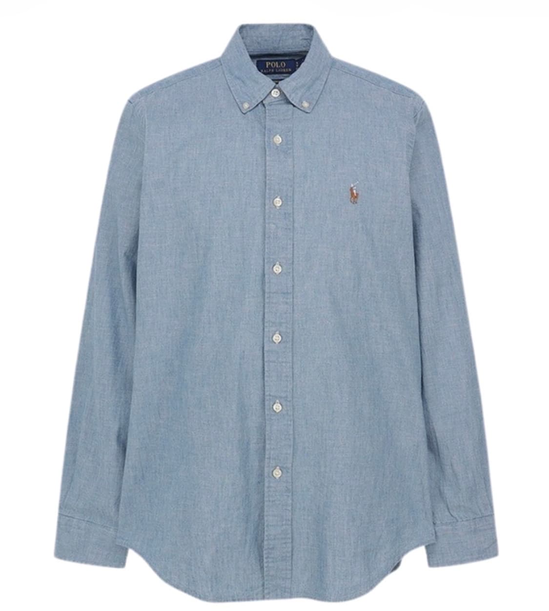 [새상품/2XL] polo 커스텀핏 샴브레이 셔츠 - 블루 상품이미지1