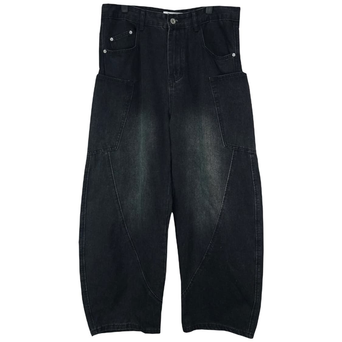 [아이돈워너셀] 흑청 와이드 커브드 블랙 데님 팬츠 M19355 상품이미지2