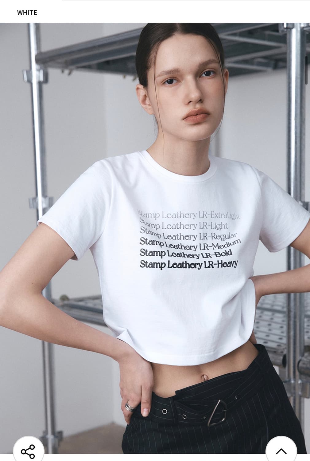 (FREE) 레더리 폰트 스탬프 크롭 반팔 티셔츠 [WHITE] 반팔 상품이미지1