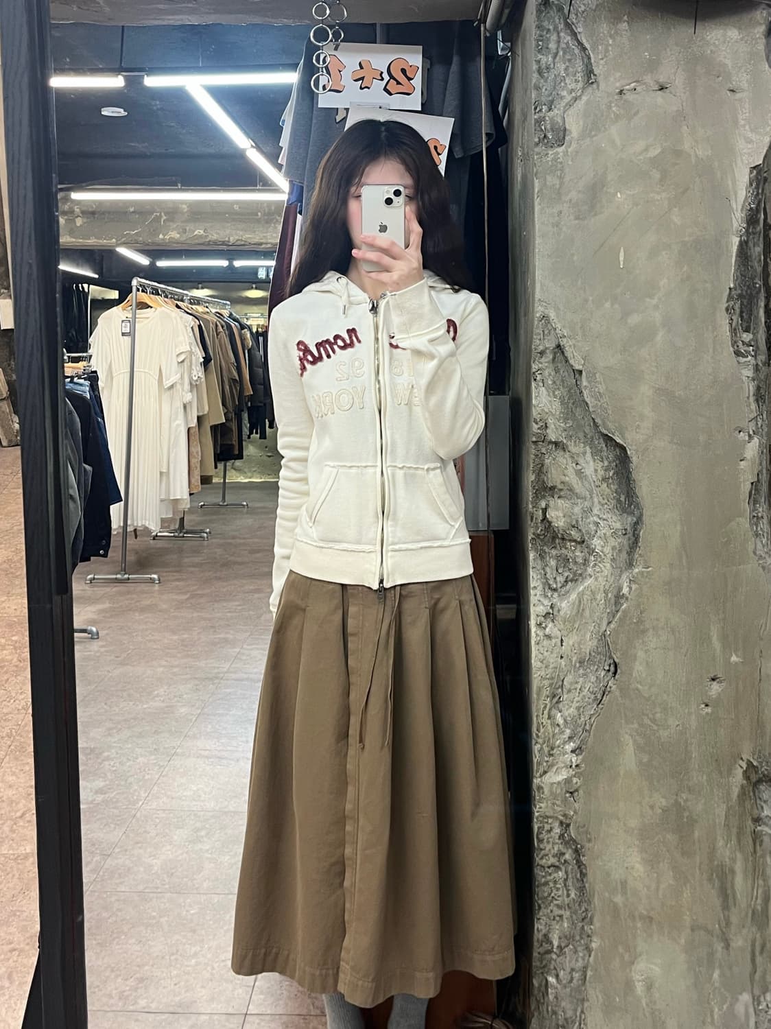 아베크롬비 기모 후드집업 아이보리 S #csz4171 상품이미지2