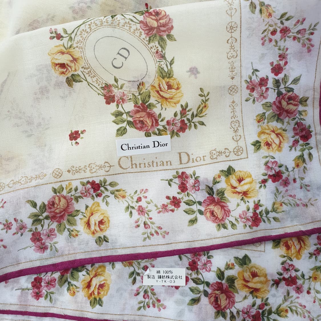Christian Dior(크리스찬 디올손수건) 로즈 빈티지손수건 상품이미지4