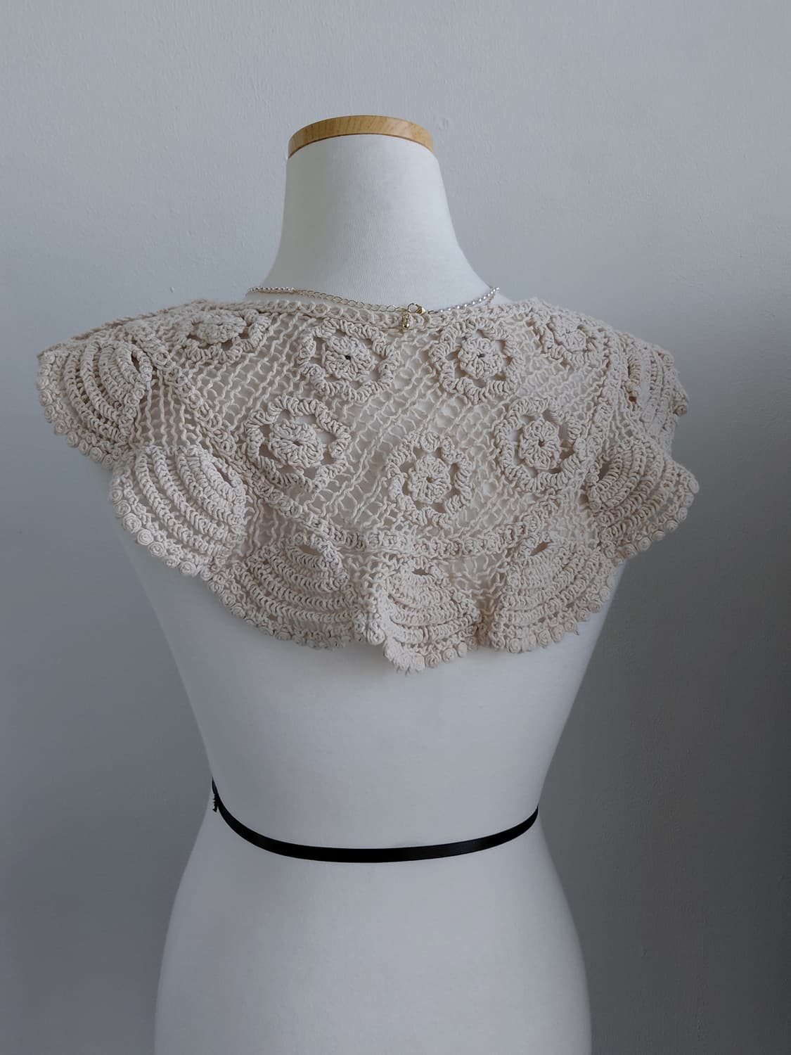 [빈티지] 아이보리색 뜨개 케이프 숄 상품이미지2