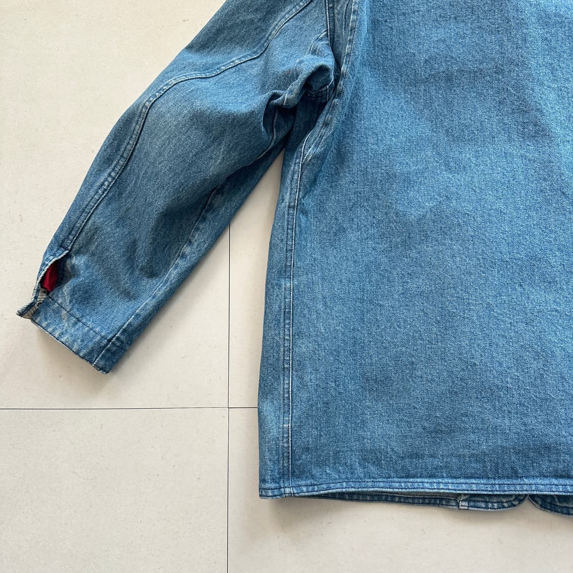 80s 엘엘빈 데님 커버올 카라 울 블랭킷 라이닝 초어 자켓  상품이미지10
