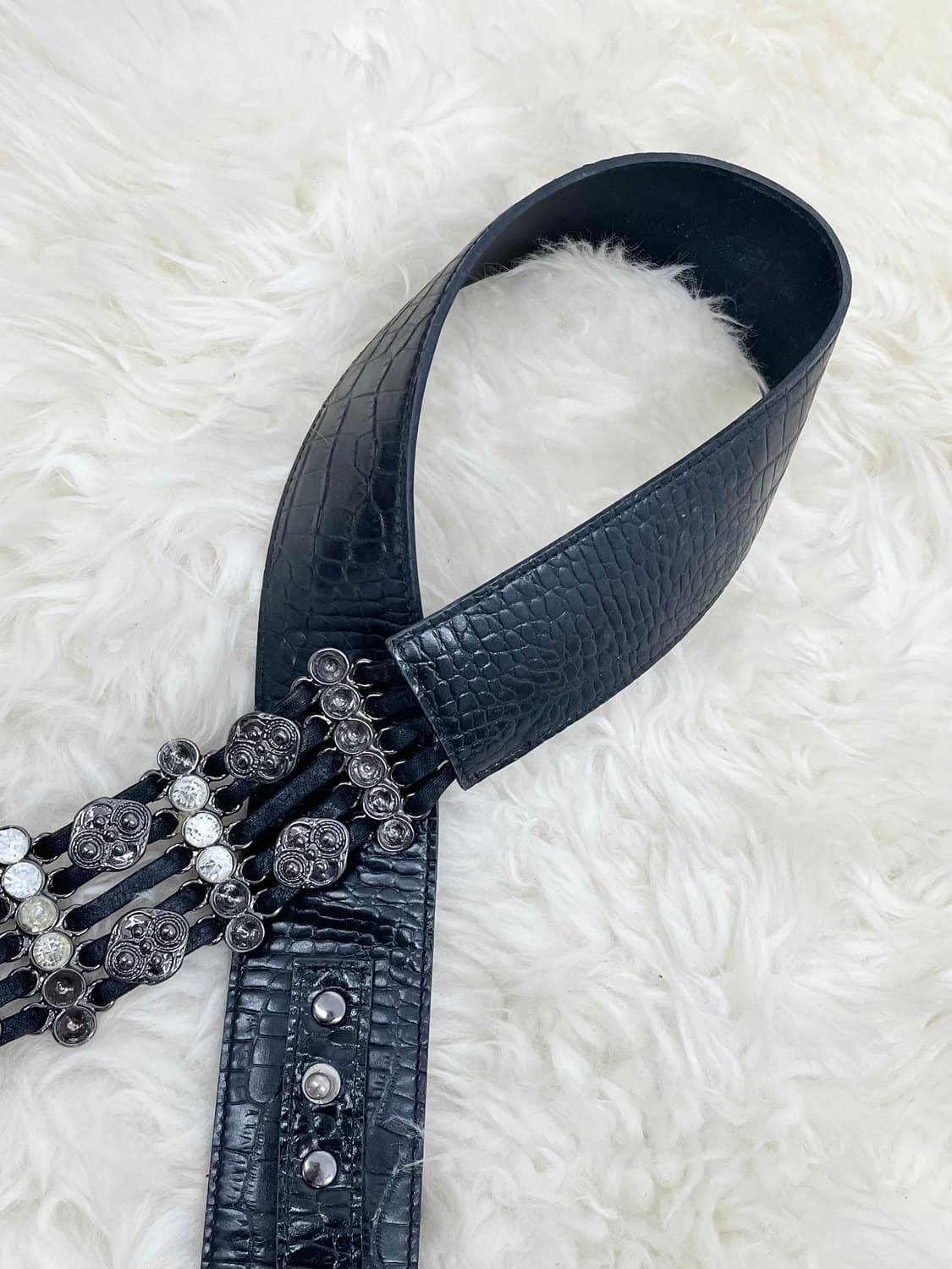 블랙페어리 와이드 큐빅 버클 벨트 상품이미지6