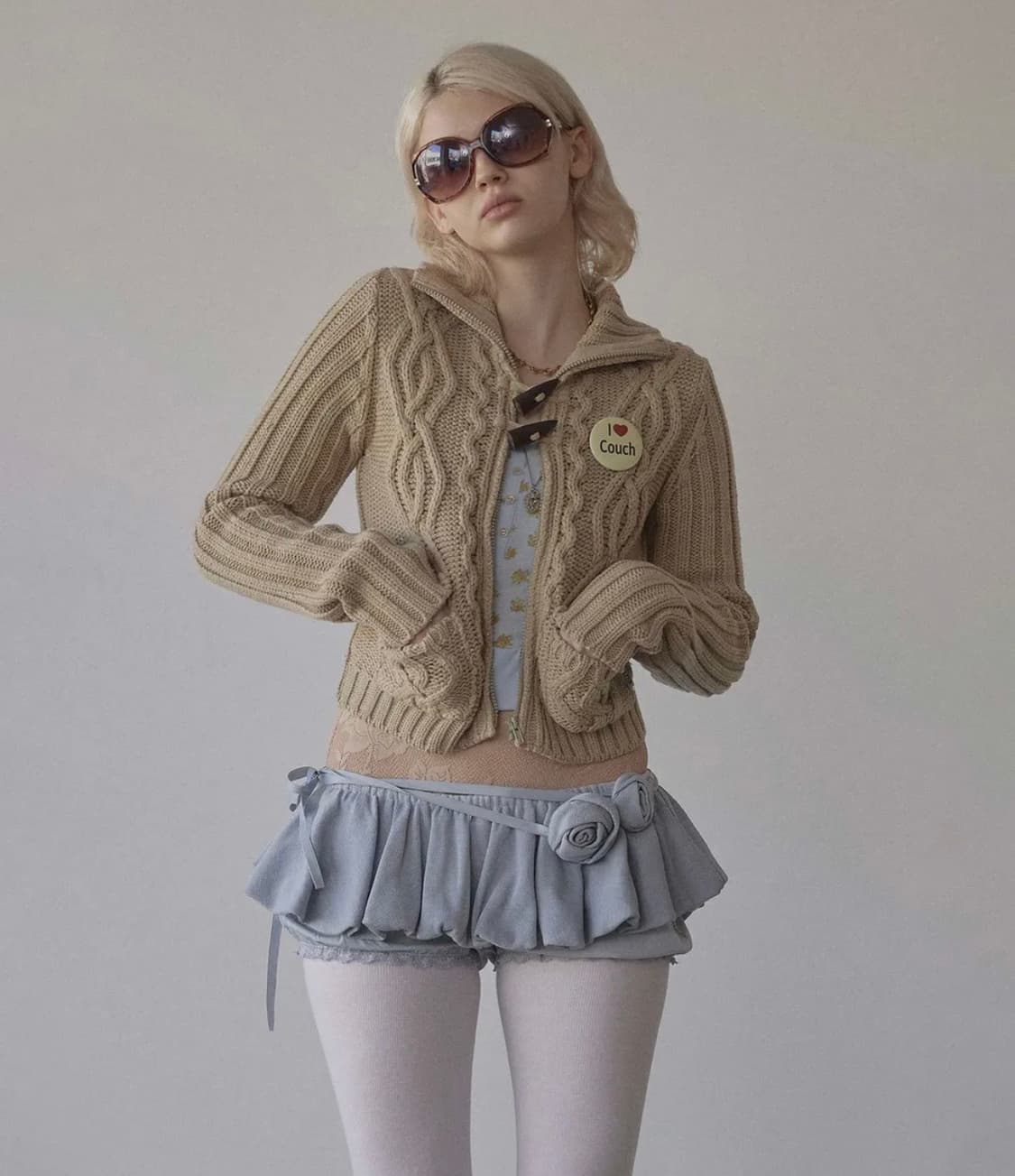 스컬프터 투웨이 케이블 가디건 베이지 상품이미지1