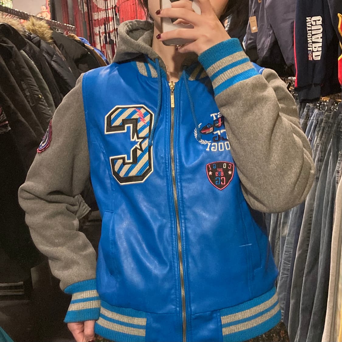 [IM]coogi 크롭 바시티자켓 블루 (후드o) 상품이미지4