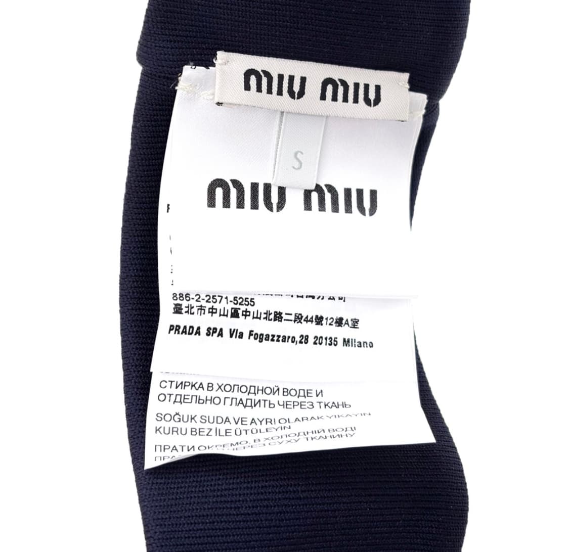 [S] 미우미우 여성 자수 로고 드릴 25ss 선바이저 썬캡 모자 네이비 상품이미지8