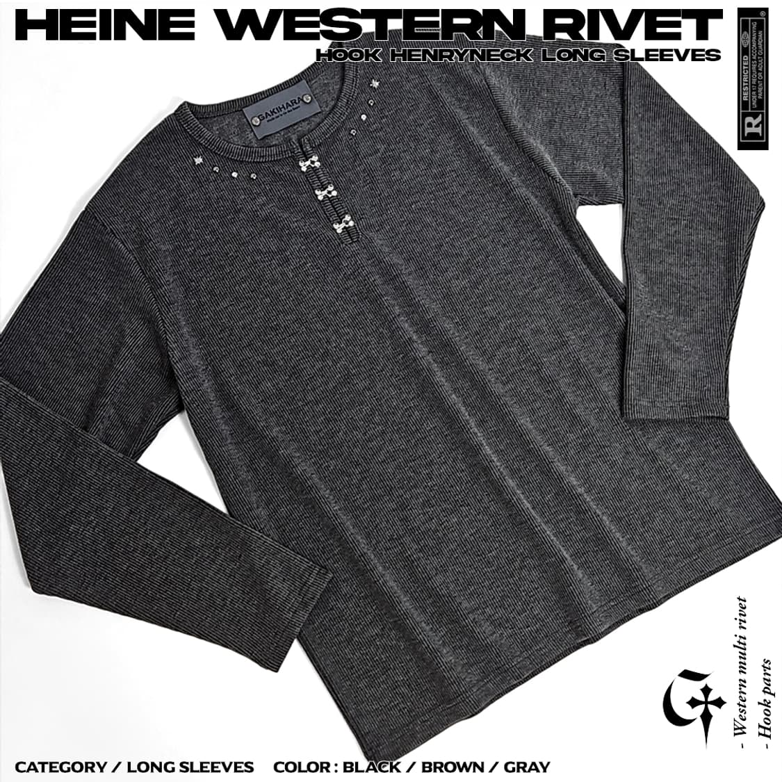 Heine western 리벳 후크 롱슬리브 (gray) 상품이미지2