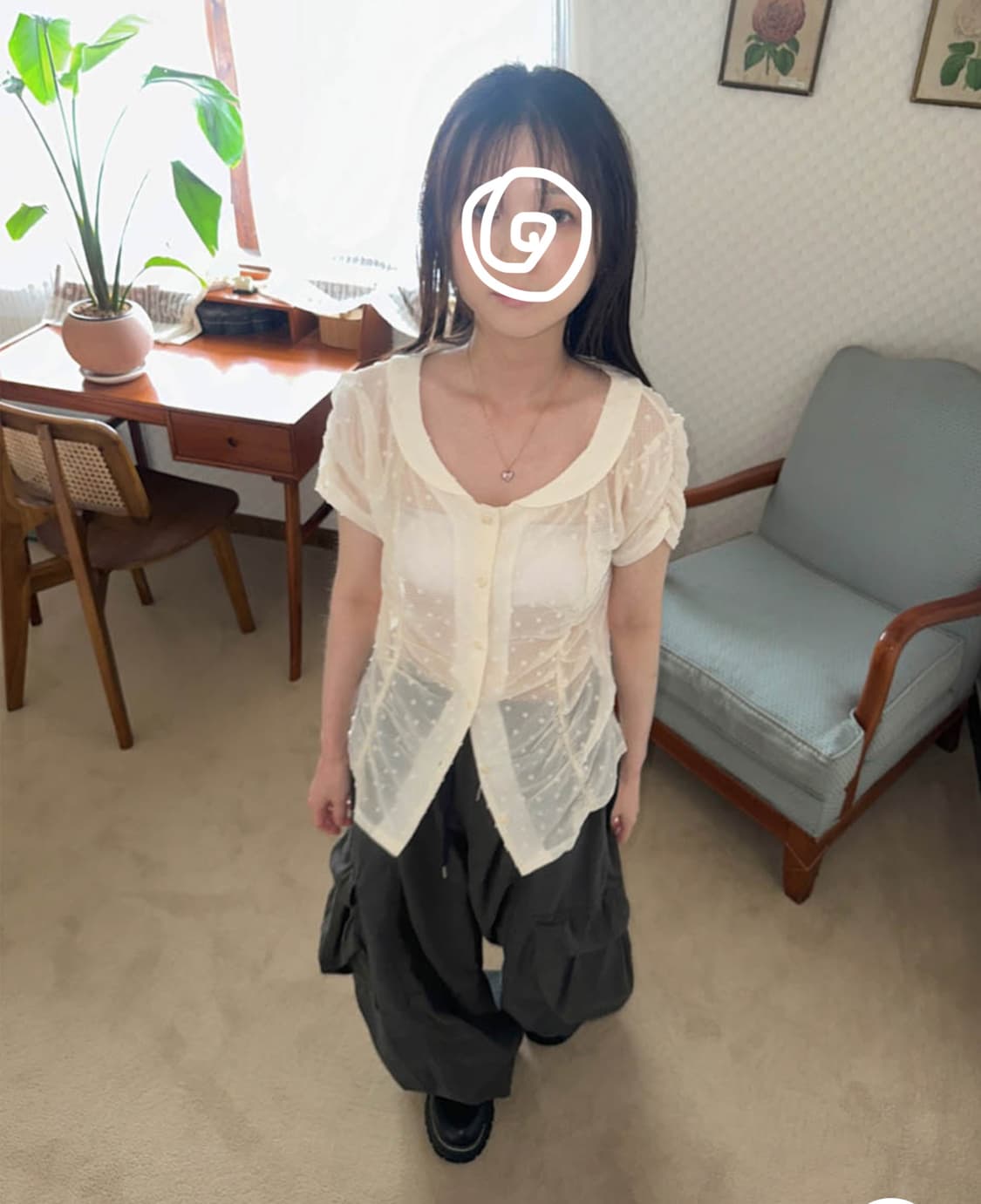 사토미라디오 폼폼 반팔 블라우스  상품이미지1