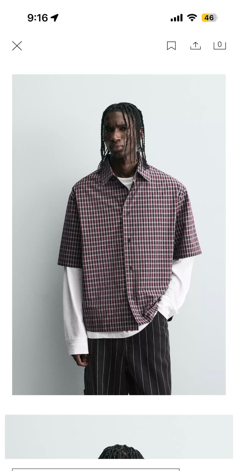 자라 오버핏 셔츠 버건디 M 상품이미지2