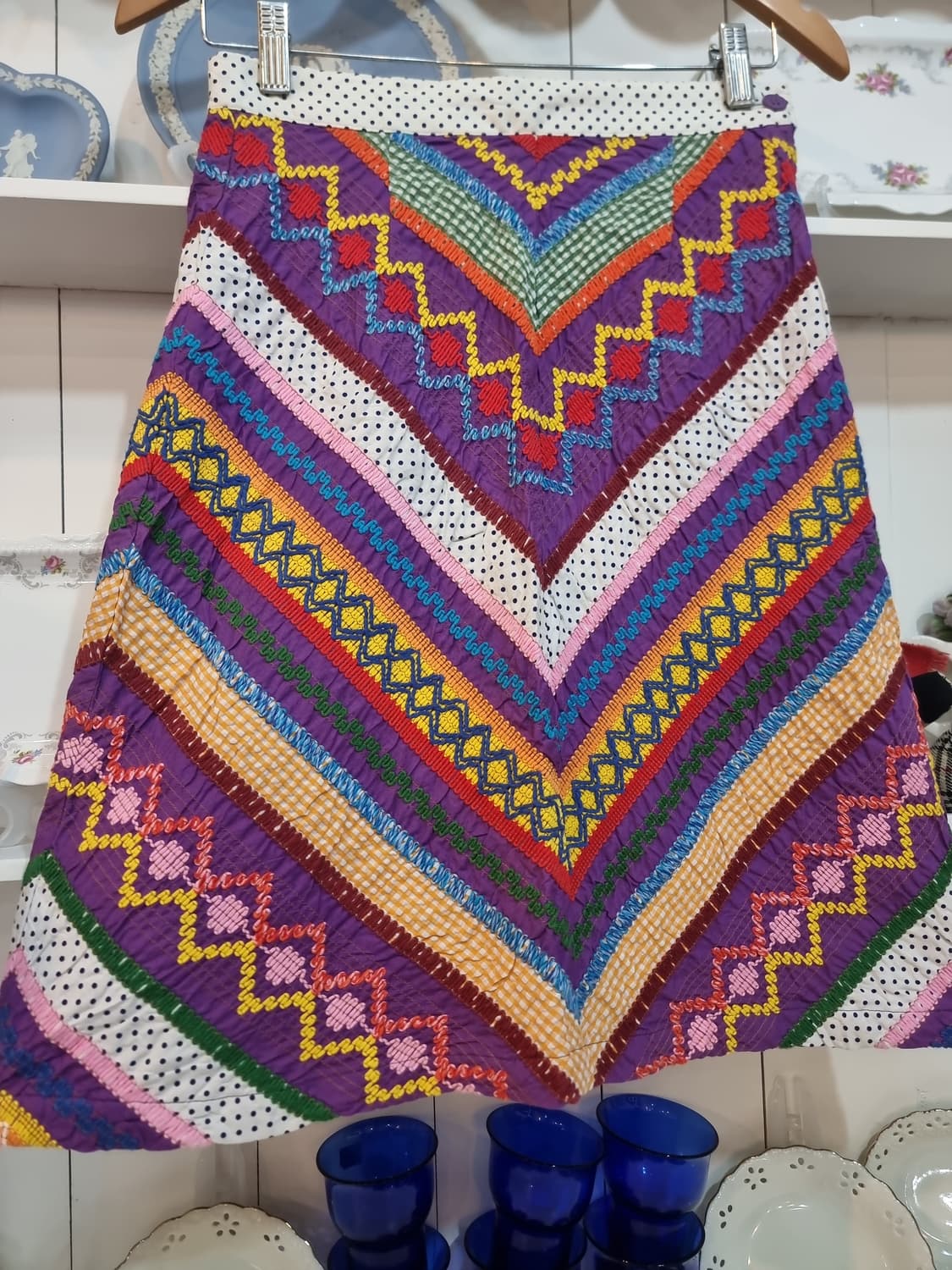 (엔젤블루, ANGEL BLUE) 자수 패치워크스커트 상품이미지3