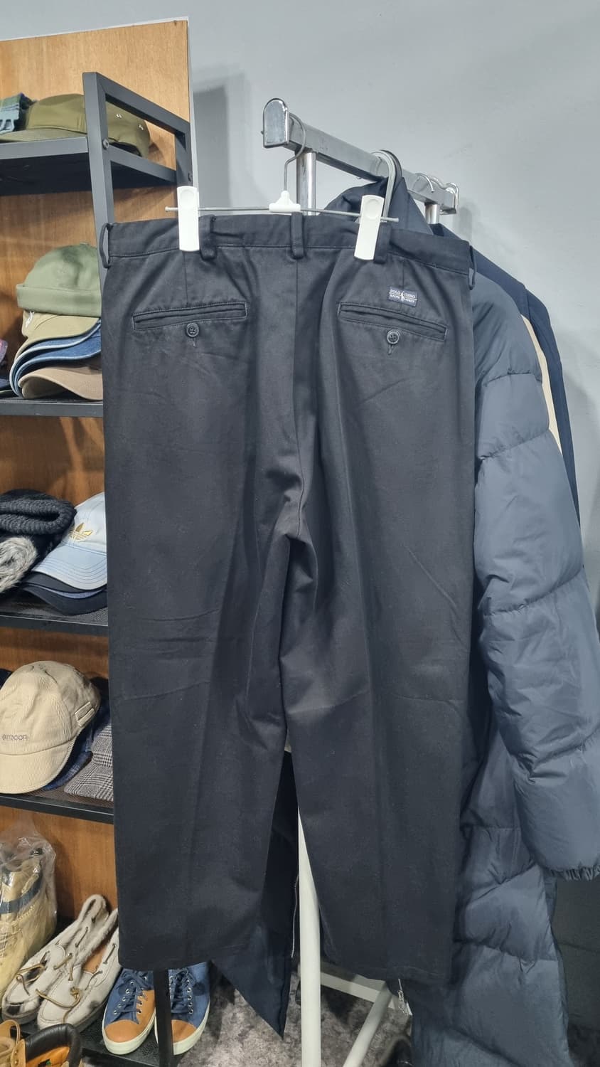 90's POLO 매장정품 두산 검정색 턱 치노팬츠 32~33 상품이미지3