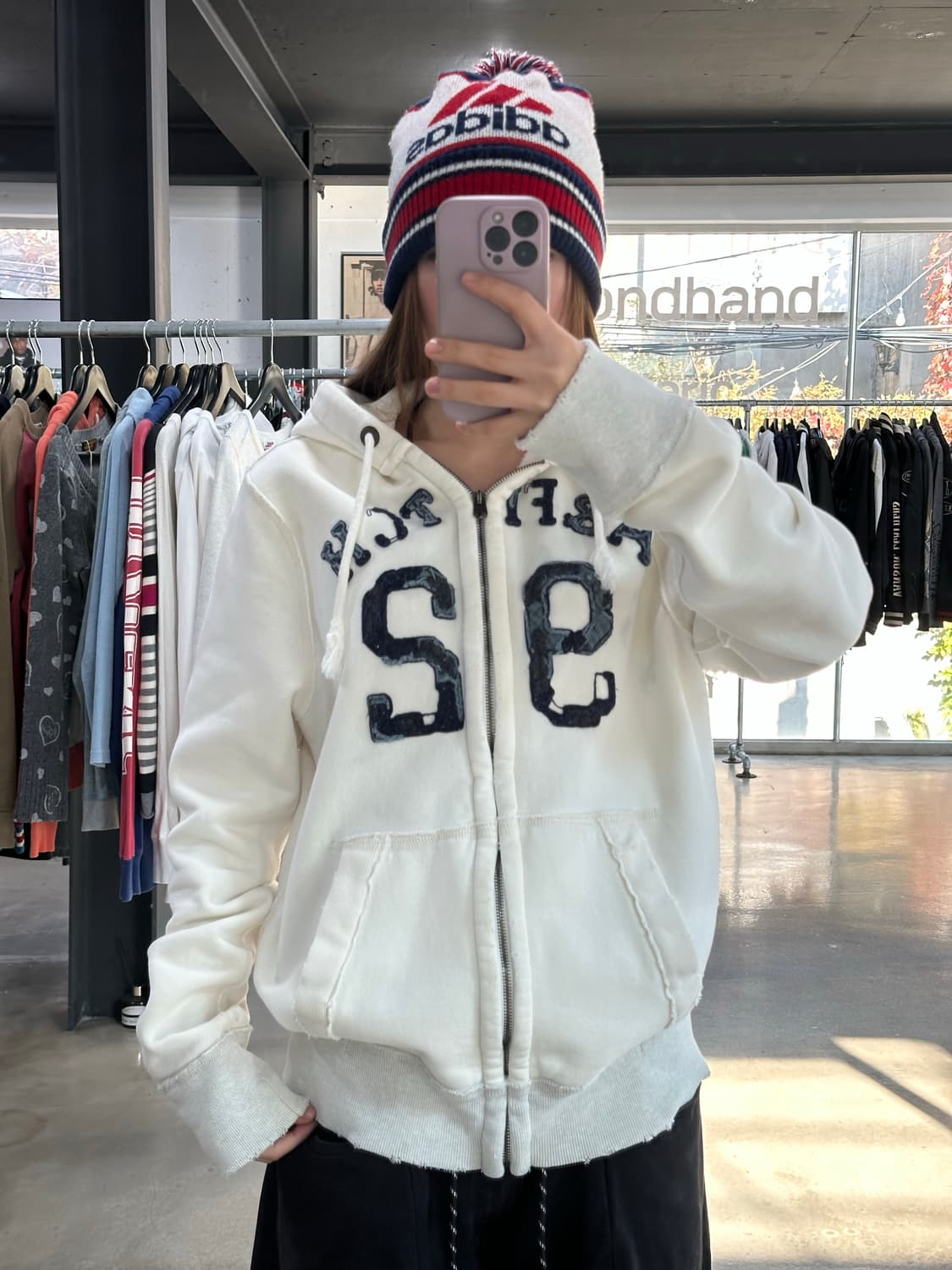 아베크롬비 머슬핏 데미지 후드집업 크림  상품이미지3