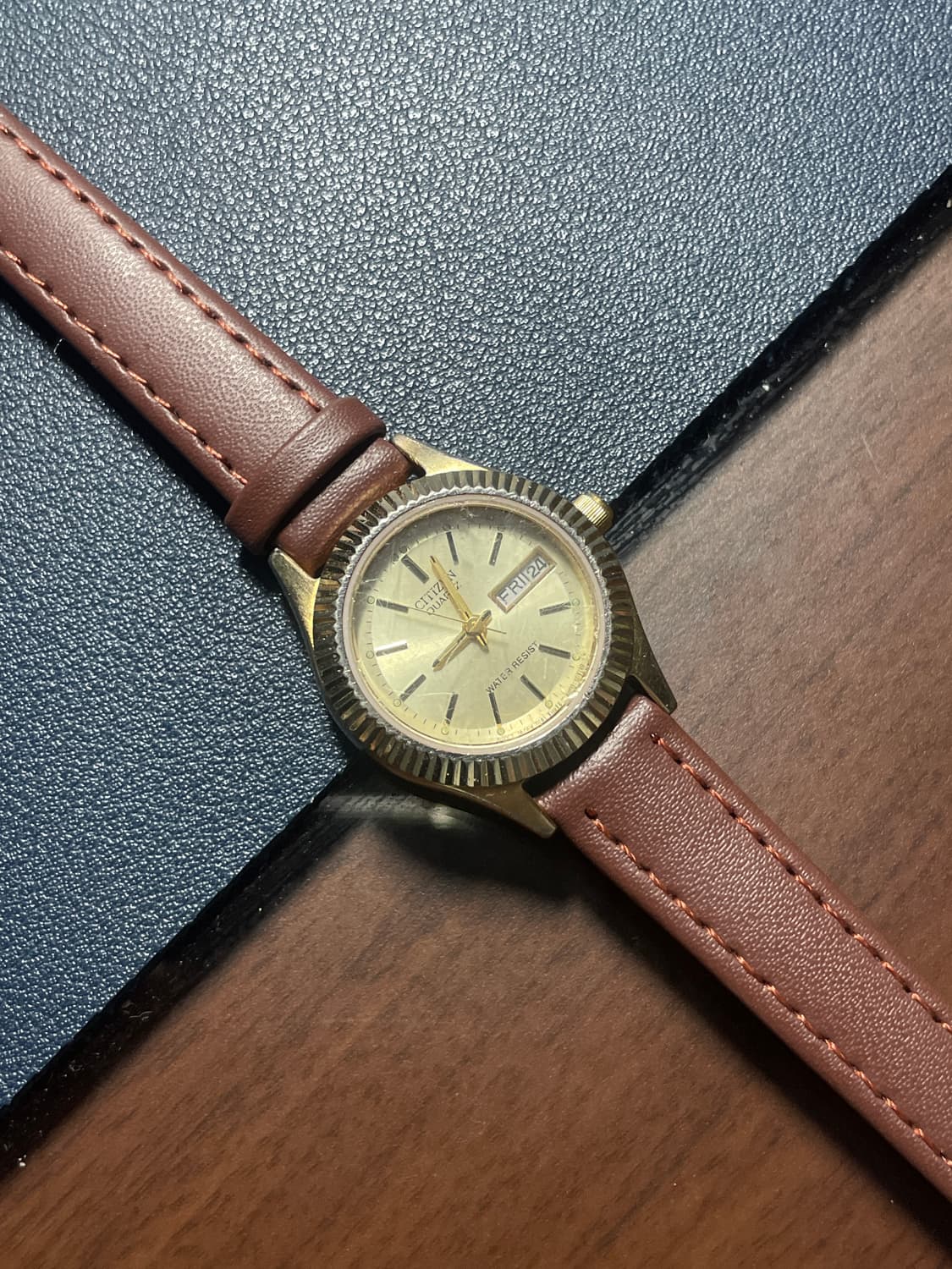 빈티지 시티즌 쿼츠 레더 시계 상품이미지3