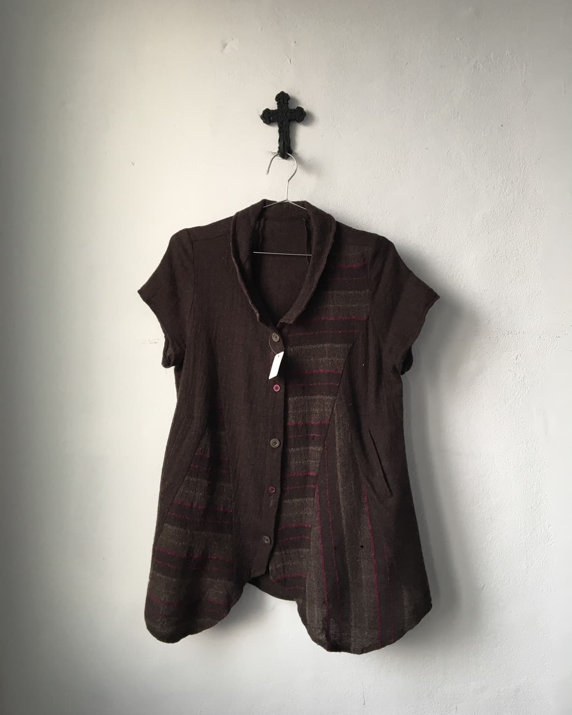 Pattern layered unbalanced woolen cardig 상품이미지2