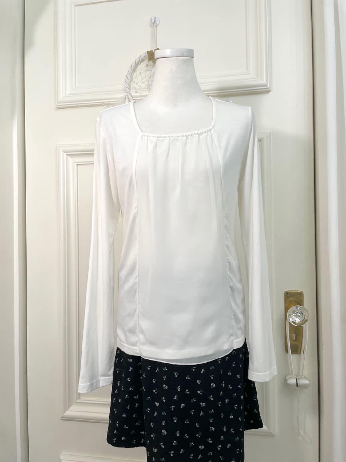 white lace point puff blouse&beads shirr 상품이미지8