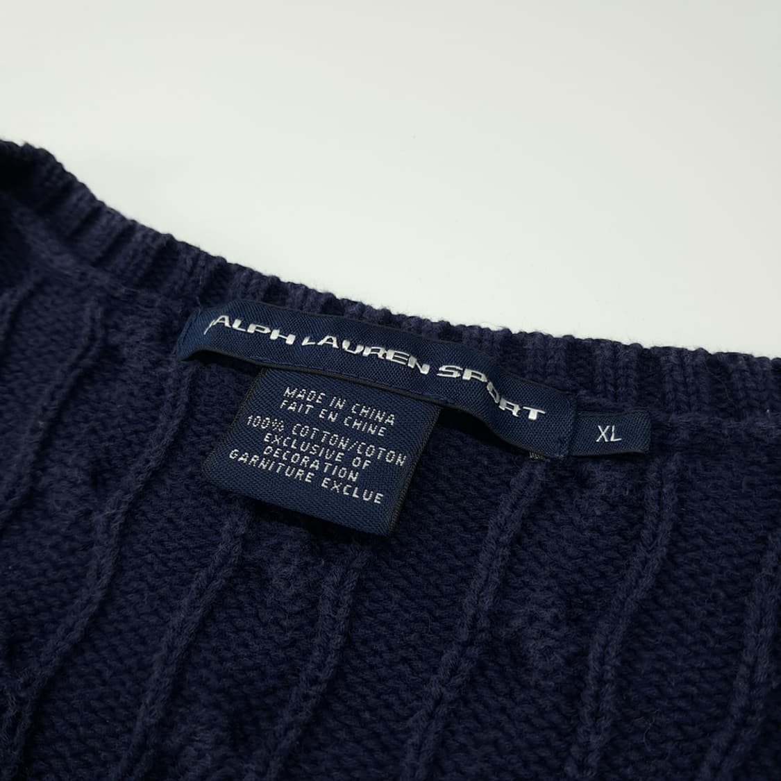 CL278 XL 폴로 00s 코튼 케이블 V넥 네이비 니트 스웨터 상품이미지3