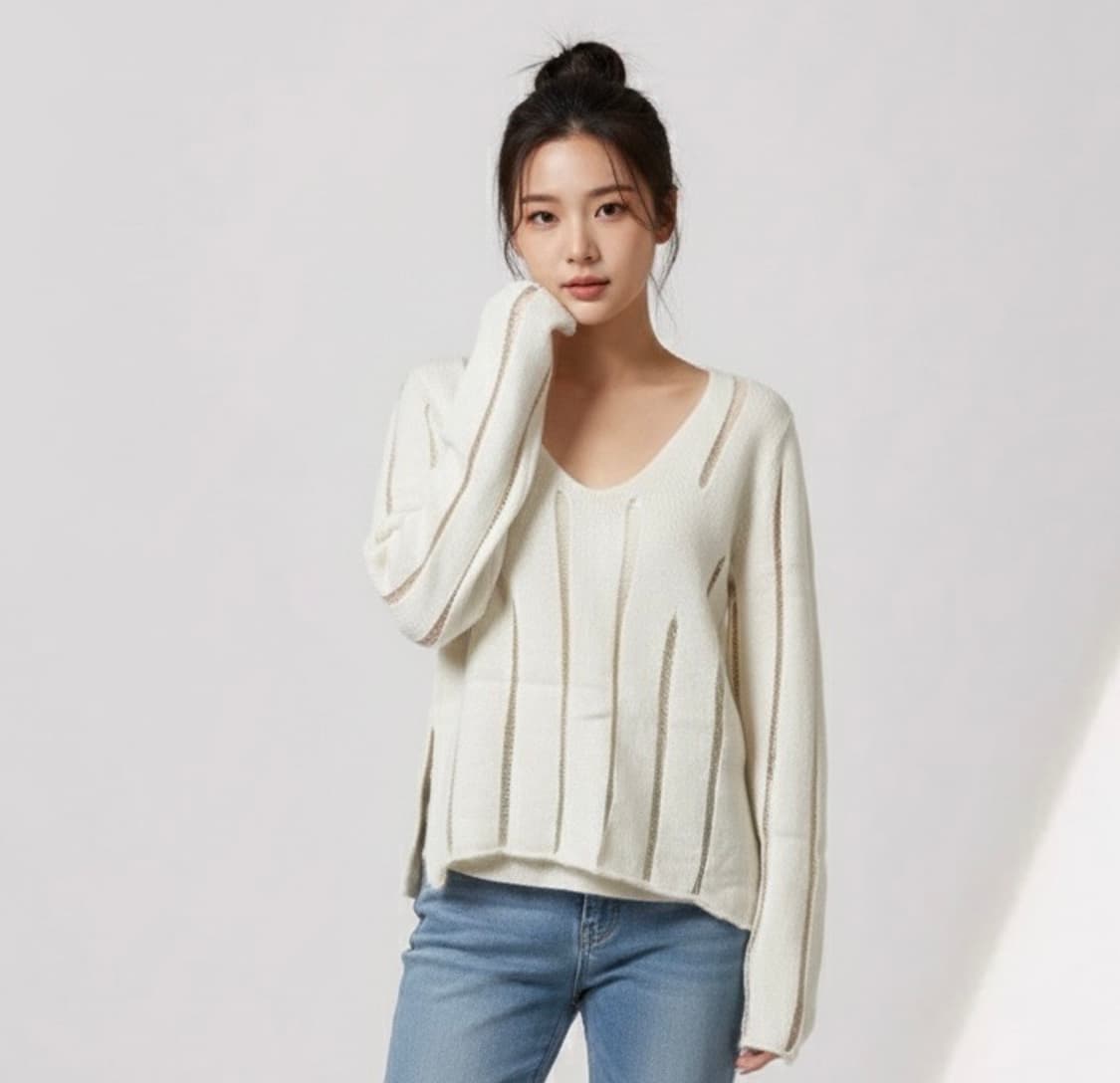 아르마니 익스체인지 앙고라 브이넥 니트 상품이미지1