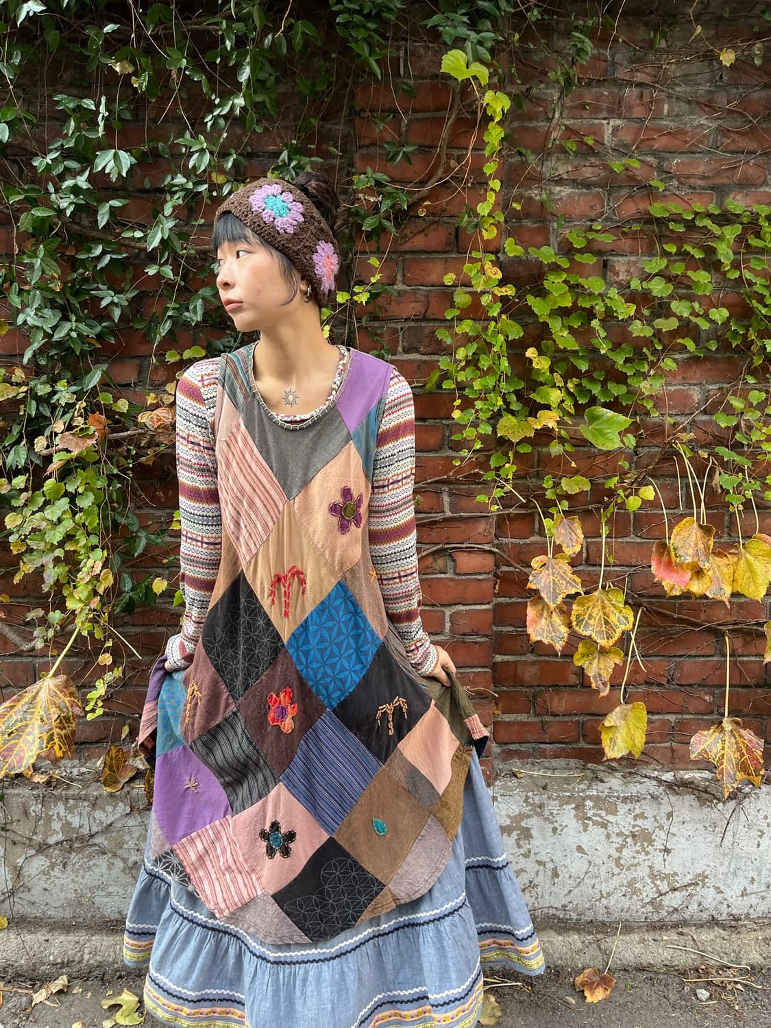 빈티지 히피무드 패치 원피스 상품이미지1