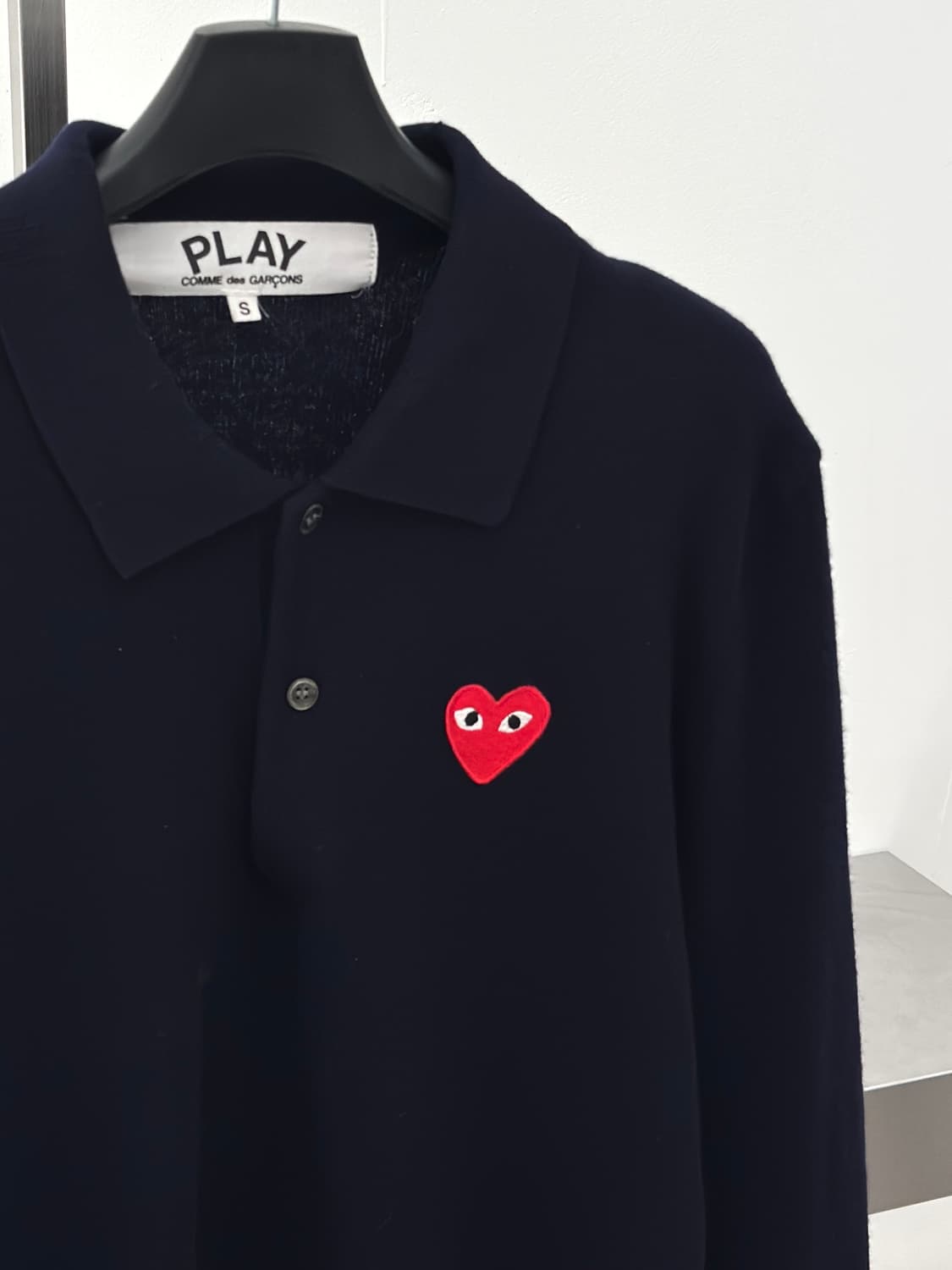 꼼데가르송 레드와펜 네이비 울 카라 니트  상품이미지6